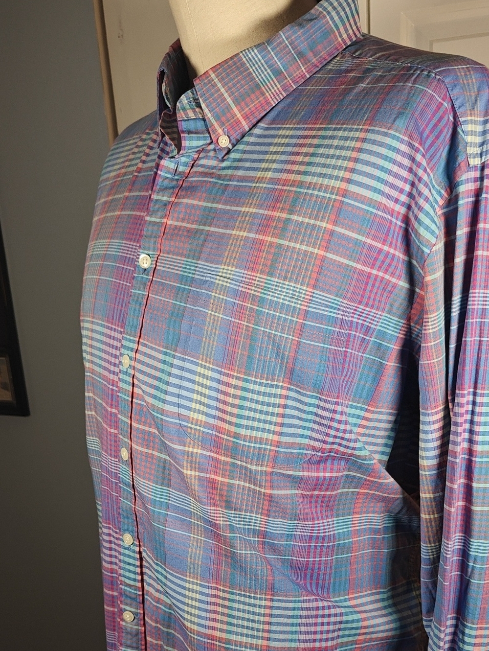 Jos. A. Bank Tailored Fit Men's Multicolor Plaid Button Down Shirt XXL